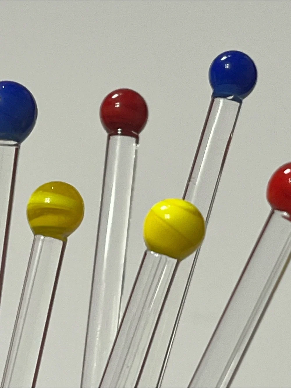 Pier One Hand Blown Glass Cocktail Stirrers Swizzle Sticks Barware Party Hats